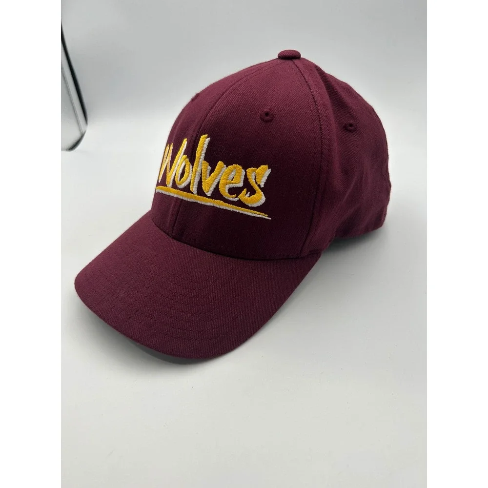 NSU Wolves Flexfit‎ Hat Pro 185 Maroon Yellow Embroidered Baseball Cap SM-MD